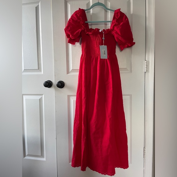 The Scarlett Nap Dress - Red Daisy Check Eyelet NWT - Picture 2 of 6